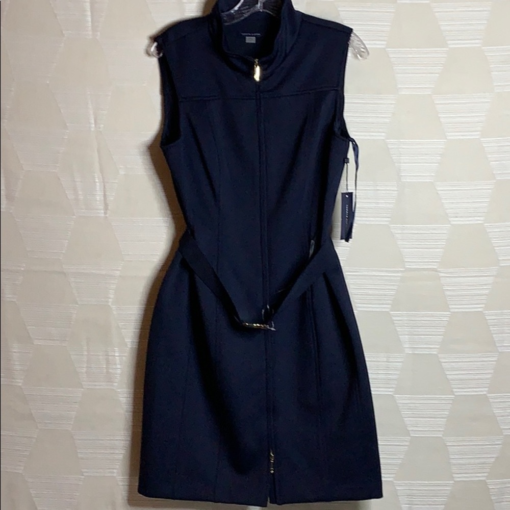 Tommy Hilfiger Womens Front Zip Mock Neck Dress